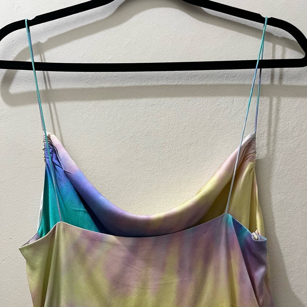 Retrofête Marlene Silk Dress in Rainbow Tie-Dye, Size M - Picture 11 of 16
